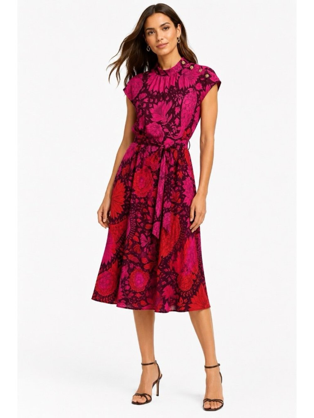 ANN TAYLOR dress midi floral ombre XS sleeveless career office sophisticated